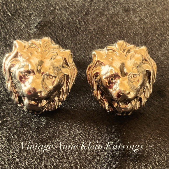 #103 Vintage Anne Klein Lion Head Earrings - Picture 1 of 1